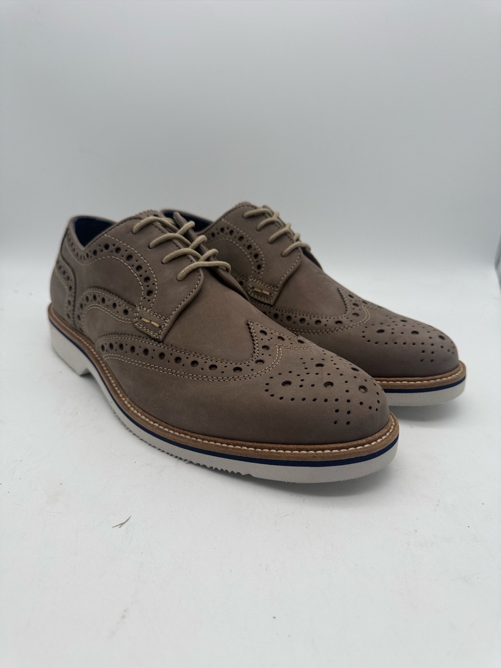BRAND NEW 14th & Union Men’s Wingtip Suede Shoes Taupe Brown Gray Size 10 M